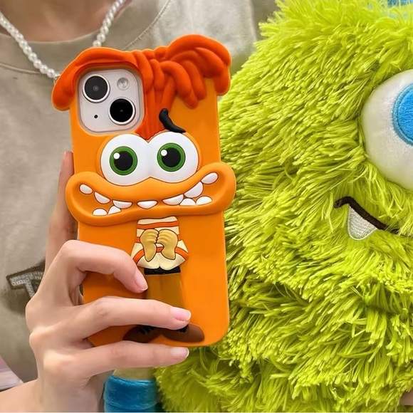 iPhone 15 Pro Max Case – 3D Orange Cartoon Monster Character - Picture 3 of 6